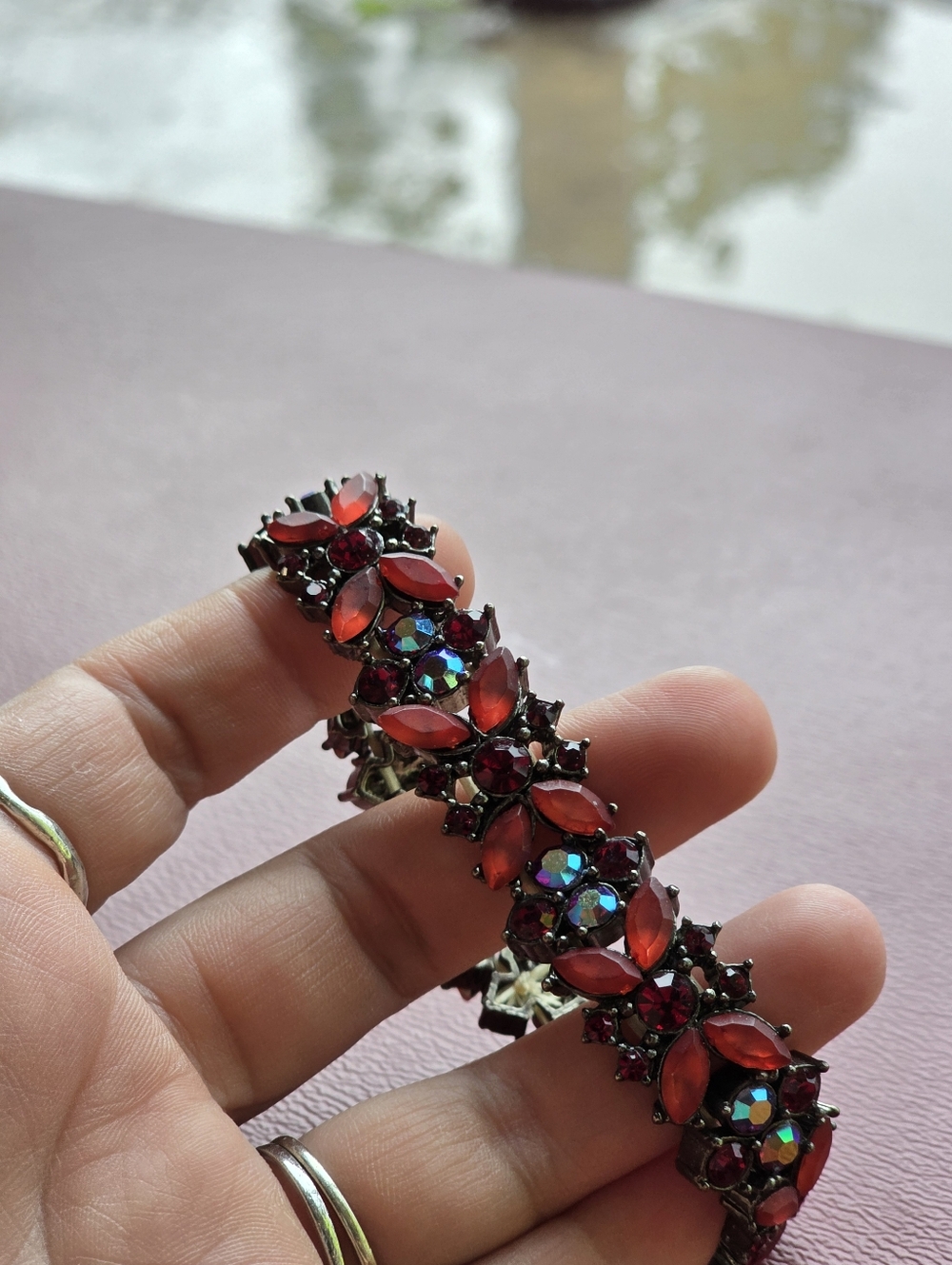 Red Crystal Floral Bracelet